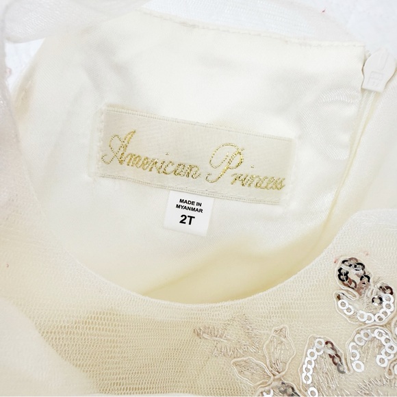 2T American Princess Kids Cream Silver Sequins Formal Dress - Picture 2 of 5